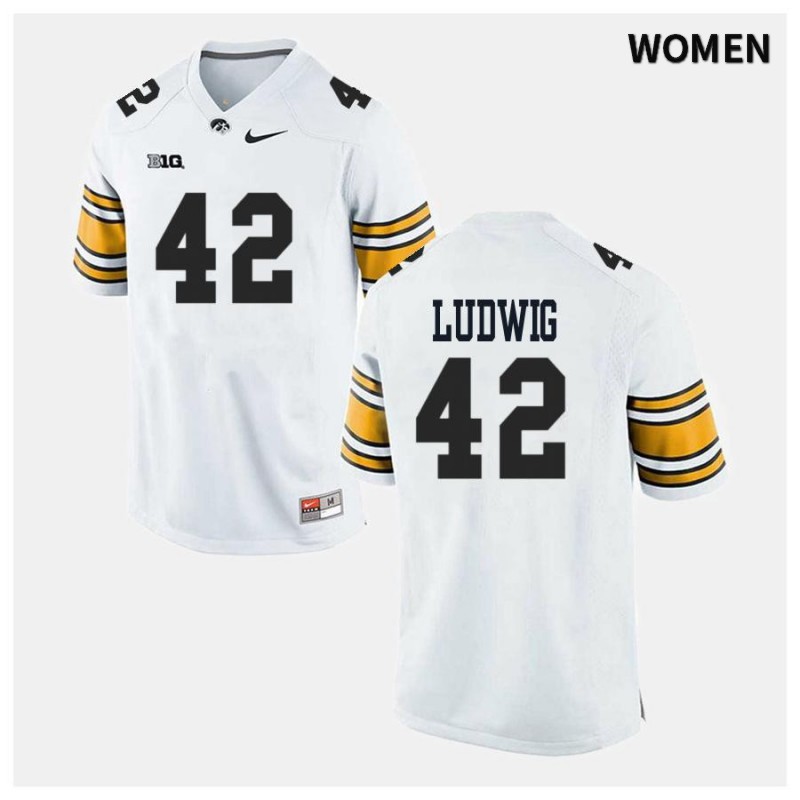 Women's Iowa Hawkeyes NCAA #42 Joe Ludwig White Authentic Nike Alumni Stitched College Football Jersey YX34C30LZ